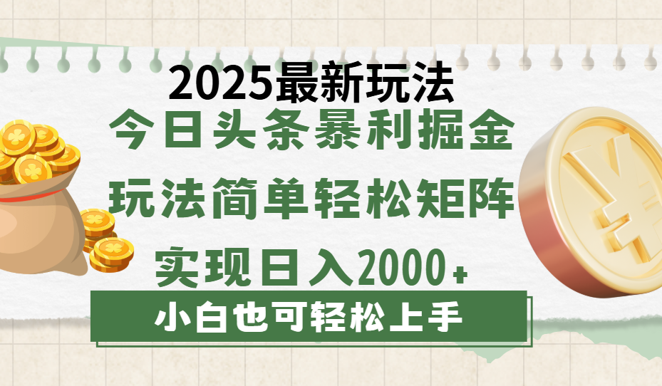 今日头条2025最新玩法，思路简单，复制粘贴，轻松实现矩阵日入2000+-枫叶微课堂