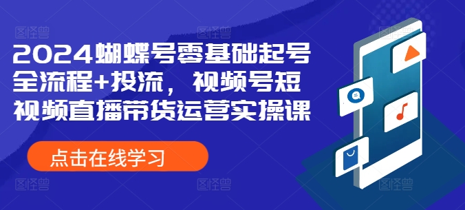 2024蝴蝶号零基础起号全流程+投流，视频号短视频直播带货运营实操课-枫叶微课堂