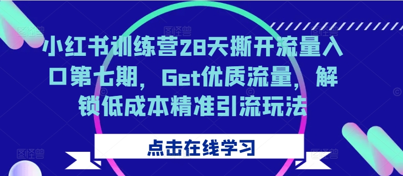 小红书训练营28天撕开流量入口第七期，Get优质流量，解锁低成本精准引流玩法-枫叶微课堂