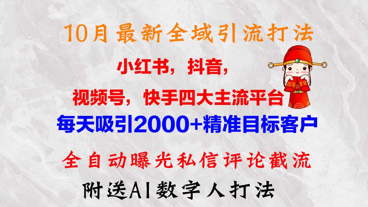 10月最新小红书，抖音，视频号，快手四大平台全域引流，，每天吸引2000…-枫叶微课堂