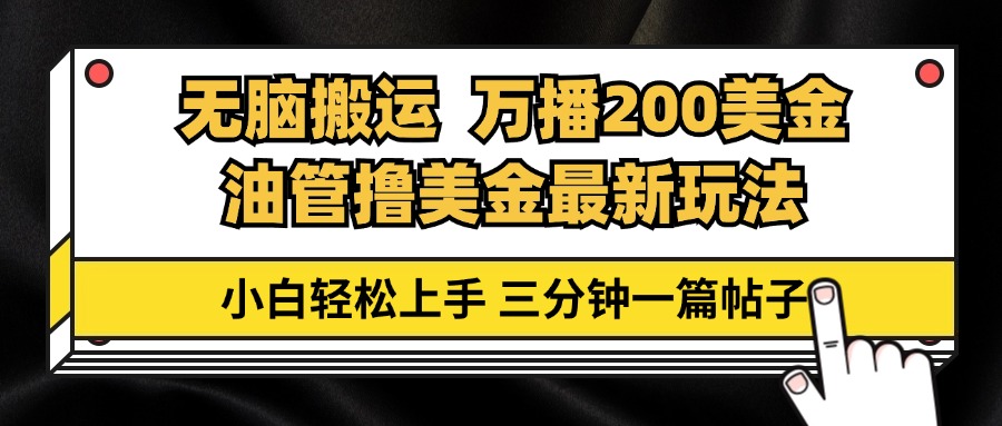 油管无脑搬运撸美金玩法教学，万播200刀，三分钟一篇帖子，小白轻松上手-枫叶微课堂