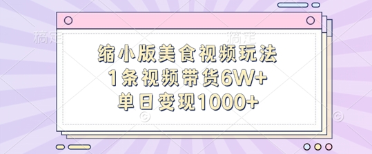 缩小版美食视频玩法，1条视频带货6W+，单日变现1k-枫叶微课堂