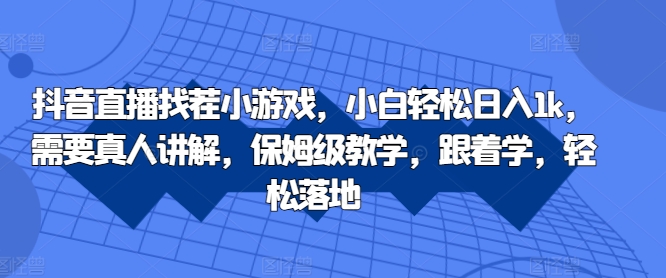 抖音直播找茬小游戏，小白轻松日入1k，需要真人讲解，保姆级教学，跟着学，轻松落地【揭秘】-枫叶微课堂
