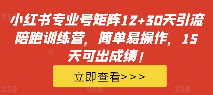 小红书专业号矩阵12+30天引流陪跑训练营，简单易操作，15天可出成绩!-枫叶微课堂