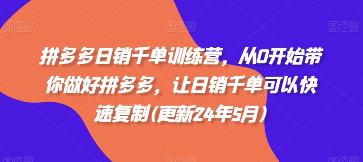 拼多多日销千单训练营，从0开始带你做好拼多多，让日销千单可以快速复制(更新24年10月)-枫叶微课堂