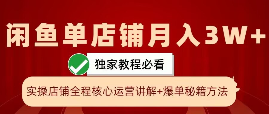 闲鱼单店铺月入3W+实操展示，爆单核心秘籍，一学就会【揭秘】-枫叶微课堂