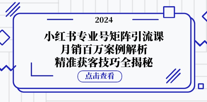 小红书专业号矩阵引流课，月销百万案例解析，精准获客技巧全揭秘-枫叶微课堂