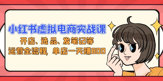 小红书虚拟电商实战课：开店、选品、发笔记等运营全流程，单店一天赚800-枫叶微课堂