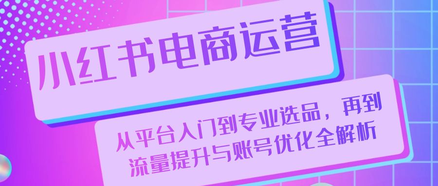 小红书电商运营：从平台入门到专业选品，再到流量提升与账号优化全解析-枫叶微课堂