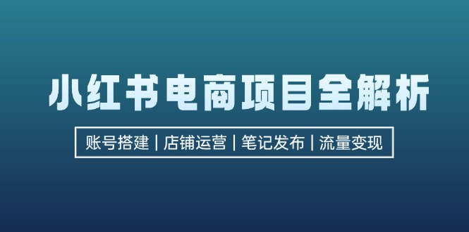 小红书电商项目全解析，包括账号搭建、店铺运营、笔记发布  实现流量变现-枫叶微课堂