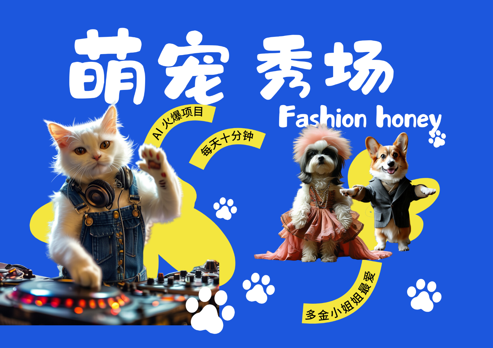 酷飒动物跳舞走秀 时尚喵FASHION汪 多金小姐姐最爱的 轻松月入破W-枫叶微课堂