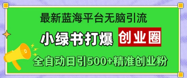 最新蓝海平台无脑引流，小绿书打爆创业圈，全自动日引500+精准创业粉-枫叶微课堂